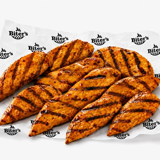 Ten pieces of crispy grilled chicken strips
