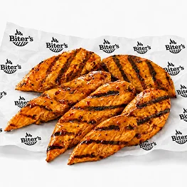 Crispy grilled chicken strips served with dipping sauce