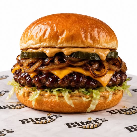BBQ smash burger with beef patties, cheese and onions