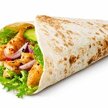 Chicken shish wrap with lettuce and vegetables