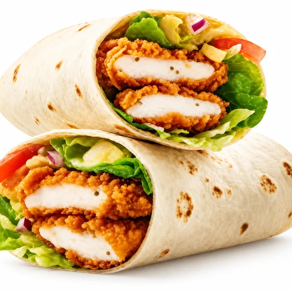 Classic chicken wrap with lettuce and vegetables