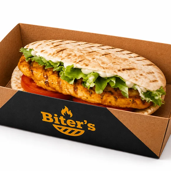 Chicken shawarma pita with lettuce and sauce